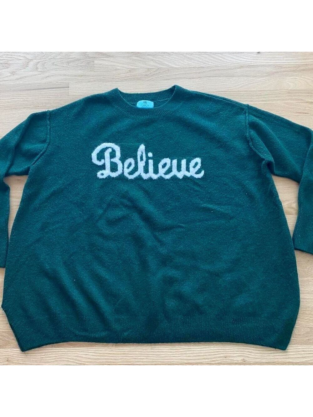 Cozy Scandigirl Christmas festive sweater Cece Forest Green cabincore soft 1X